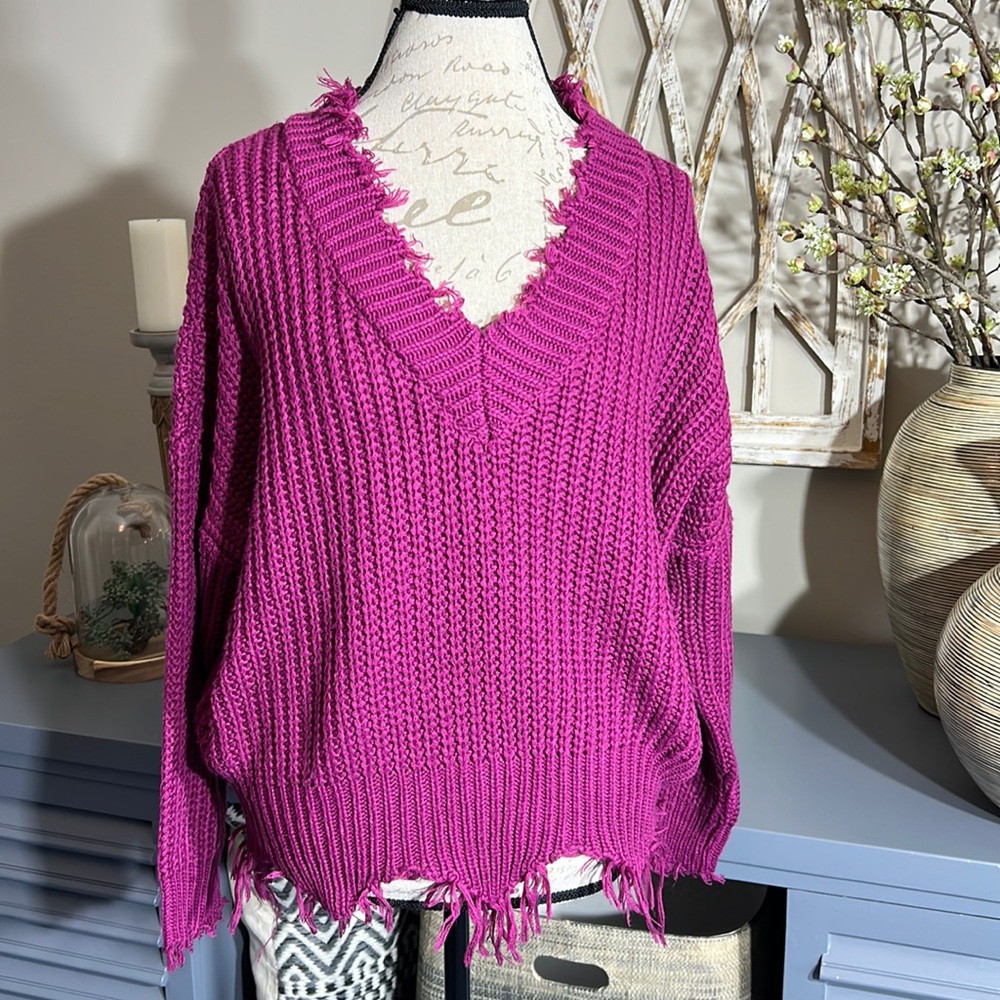 Main Strip Fuchsia Sweater